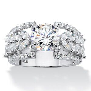✨925 Silver Plated Round Cut CZ Halo Wedding Ring, MARR9444